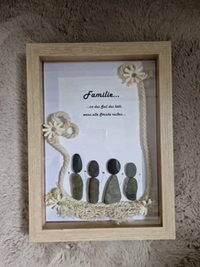IPonArt 3D Steinbild, 33 X 24 cm Handarbeit, im Rahmen, "Familie", Unikat. - Bild 1 von 3