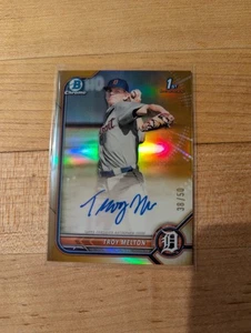 2022 Bowman Draft Chrome Troy Melton auto True Gold Refractor /50 Tigers 1st! - Picture 1 of 6