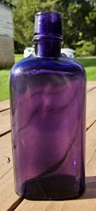 Vintage 1/2 Pint Whisky Flachmann lila bestrahlte Flasche H.A. Top.Chipped Seepics - Bild 1 von 9
