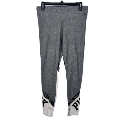 Pink Victoria’s Secret Yoga Leggings Women’s Medium Gray Tie Dye Mesh Vented Leg - Image 1 of 4
