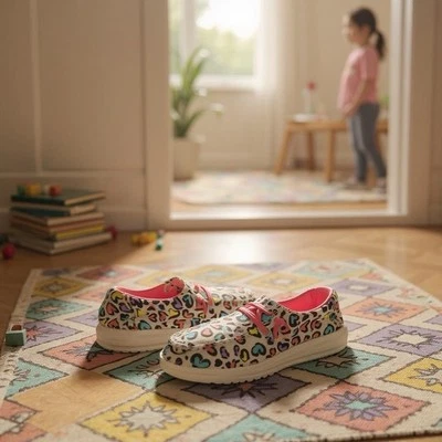 Hey Dude Wendy Youth White Leopard Slip-On Shoes Girls 3 Women’s 4 - Image 1 of 4