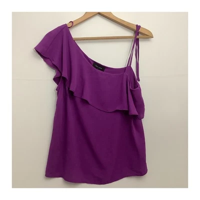New Look Purple Ruffle Top UK 12 100 Percent Polyester Made in Myanmar 23in 19in - Image 1 of 4