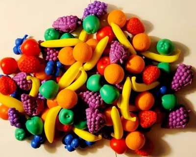 Lot of Fruit Toys to Teach Math Colors Sorting Patterning  Counting Classifying - Image 1 of 4