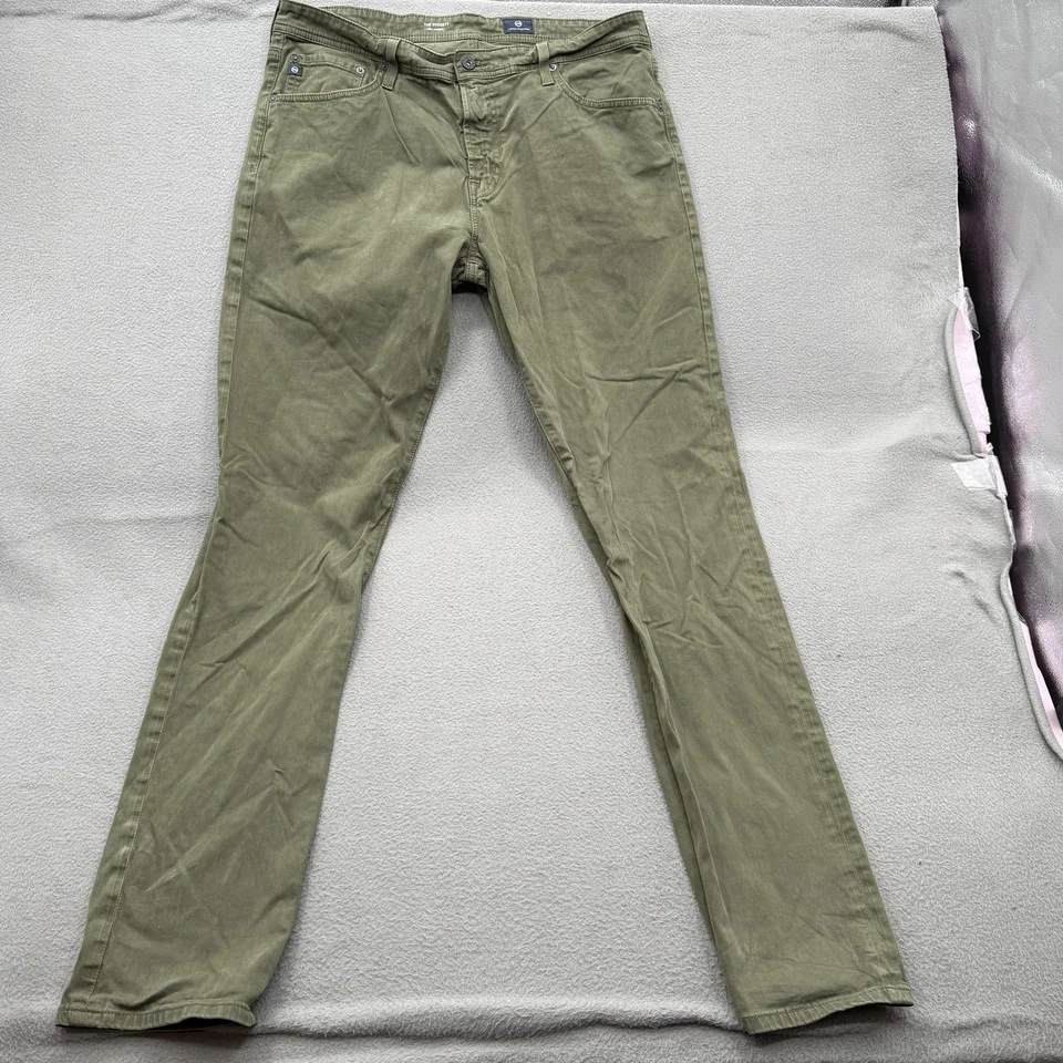 Pantalones de mezclilla AG Adriano Goldschmied Everett para hombre 36x34 verdes ajustados rectos elásticos Foto 1 de 4