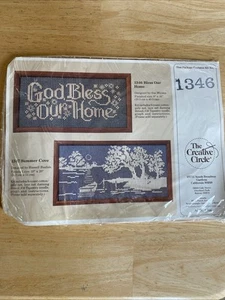 The Creative Circle Lace Net Darning Stitch Kit #1346 'God Bless Our Home' New - Picture 1 of 6