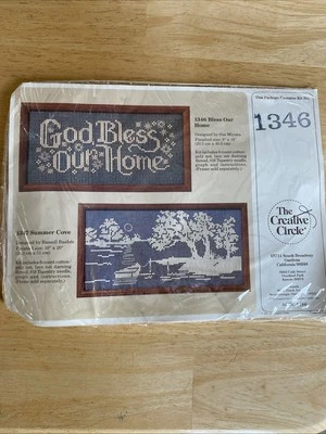 The Creative Circle Lace Net Darning Stitch Kit #1346 'God Bless Our Home'  New - Image 1 of 4