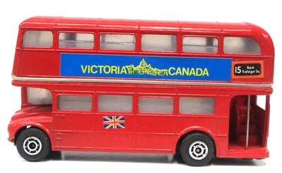 Autobús de dos pisos VICTORA CANADA de 5" de largo fundido a presión acción Pull-Back casi como nuevo Foto 1 de 4