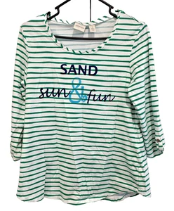 Chico's Zenergy gestreift 3/4 Arm Größe 1 dehnbar weich Strand - Bild 1 von 7