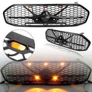 Car Front Upper Grill Grille W/ LED Light Black For Ford Everest 2015 2016 2017 - Picture 1 of 12