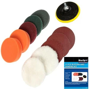 Bluespot 12pc Buffing Sanding Polishing Mop Wheel Pad Set For Grinder And Drill - Picture 1 of 3