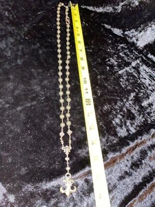 Flur De Lis Rosary Silver 925 - Picture 1 of 5