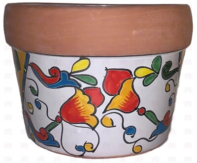 XOOCH MEXICO Talavera Blumentopf "QUESO WEISS" Natural Klein KUNSTHANDWERK - Bild 1 von 4