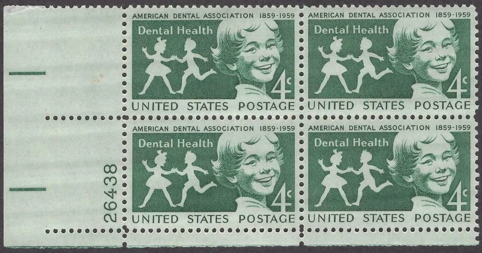 Scott # 1135 - US Plate Block Of 4 - Dental Health  - MNH - 1959 - Image 1 of 1