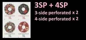 US 3249-3252 3252b Holiday Greetings Wreaths 32c 3SP 4SP block 4 D L MNH 1998 - Picture 1 of 1