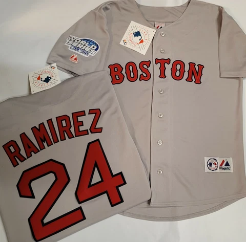 Majestic Boston Red Sox MANNY RAMIREZ 2004 World Series Baseball JERSEY GRAY Cover