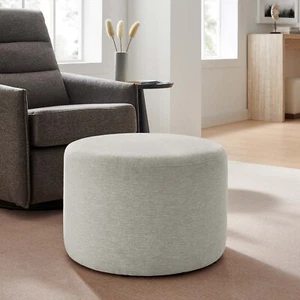 Modway Large 23" Round Woven Heathered Fabric Upholstered Ottoman - Picture 1 of 8