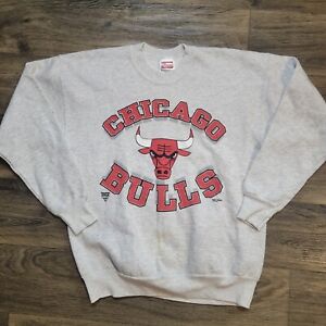 Vintage Chicago Bulls Crewneck Sweatshirt 90s Grey Hanes Medium