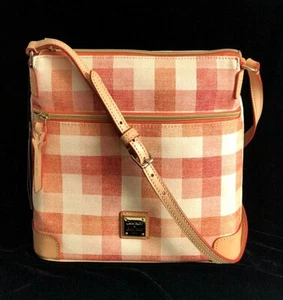 DOONEY & BOURKE Saffiano Grain Leather Large Crossbody Bag, Quadretto Check, NWT - Picture 1 of 9