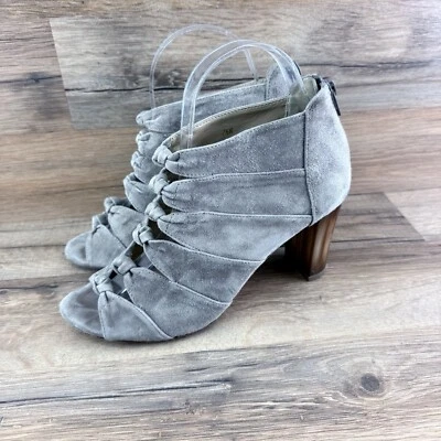Vaneli Taupe Size 7.5M  Gray Suede Open Toe Heels Bootie Cut Out Knot Detailing — 第 1/4 张图片