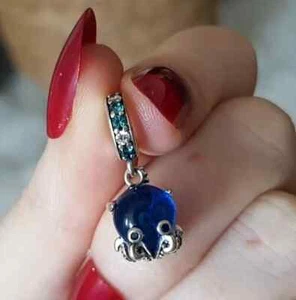 925 SILBER CHARM Murano Sicherheitskette Anhänger Pandora Armband ZIRKONIA Blau - Bild 1 von 3