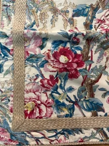 RALPH LAUREN 1 Pillow Sham TANGIERS FLORAL Tan/Teal/Pink JUTE TRIM Standard VTG - Picture 1 of 4