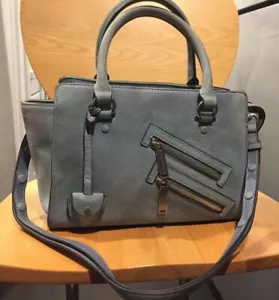 $295 Rebecca Minkoff Small Blue Jamie Pebbled Nubuck Suede Satchel Bag - Picture 1 of 12