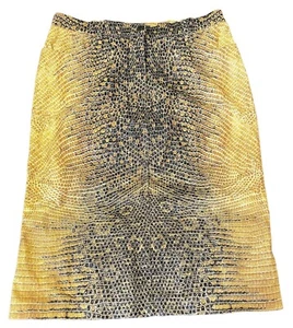 Y2k Roberto Cavalli Snake Print Skirt L Yellow Black Gold Glittery Vintage Denim - Picture 1 of 7
