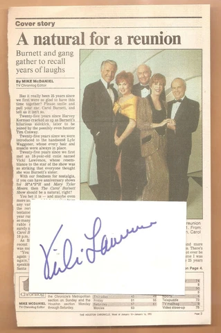 VICKI LAWRENCE- AUTOGRAPHED 3X5 CARD IN BOLD BLUE SHARPIE Cover