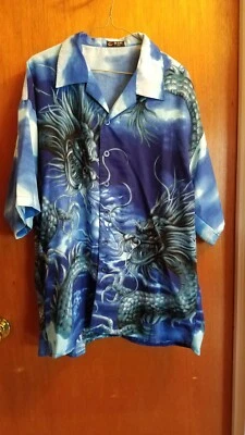 Camisa masculina XXL N&P NUOPAI azul serpente do mar manga curta 45% algodão 55% viscosa - Imagem 1 de 4