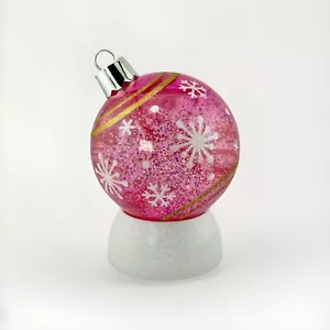Bath & Body Works Pink Glitter LightUp Water Globe Ornament Free Stand Decor NIB - Picture 1 of 18