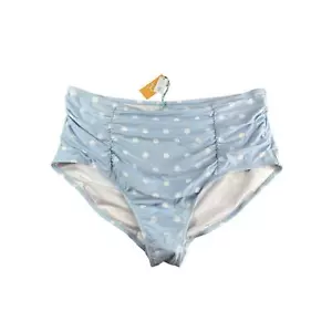 Kona Sol Swim Bottoms Womens 3X (24-26) Blue Polka Dot Extra High Waist NWT - Picture 1 of 9