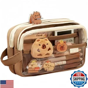 IN Chenthy Kawaii Capybara Makeup Bag Kit, Plush Doll+20 Stickers+2 Brooches+ - Picture 1 of 5