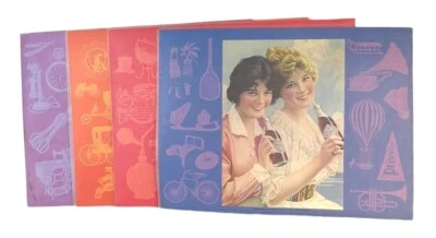 Vtg Coca Cola Placemats Set of 4 Laminated Advertising Reproduction Circa 1900s - Image 1 of 4