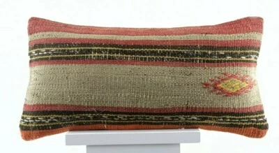 8"x16" Kilim Pillow Cover Handwoven Turkish Rug Traditional Oriental Lumbar E735 - Image 1 of 4