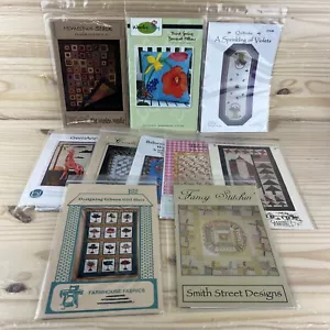Lot of 10 Quilt Patterns Charts Sewing Violets Covello Rose Balloons Girl Hats - Picture 1 of 21