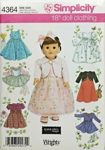 Simplicity 4364 First Communion, Figure Skater, Ballerina 18" Doll Clothes UNCUT - Picture 1 of 3