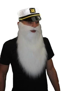 Adults Sailor Captain Peaked Hat & Beard Nautical Fancy Dress Costume Accessory - Picture 1 of 1
