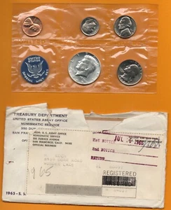 1965 U.S. Special Mint set 5 monete non circolate in confezione originale sigillata - Foto 1 di 2