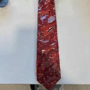 Kai Long Necktie Tie Panda Print Red Silk Hand-made Novelty New - Picture 1 of 8