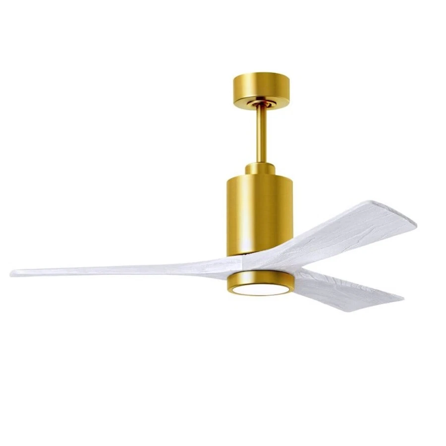 Matthews Fan Co. Patricia-3 52" 3 Blade LED Ceiling Fan, BS/WH - PA3-BRBR-MWH-52 - Image 1 of 1