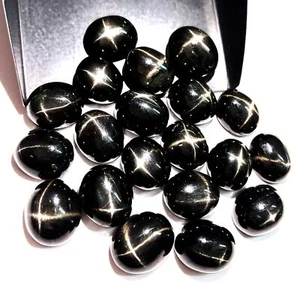 Black Diopside Star Oval Cabochon Natural Gemstone 8 Pcs 13-17 mm(Approx) 110 CT - Picture 1 of 4