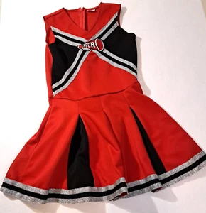 Girls Spirit Cheerleader Outfit Costume Red Black Silver Skirt Youth Sz L - Picture 1 of 3