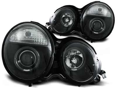2x LED Angel Eyes Scheinwerfer für Mercedes Benz E-Klasse W210 95-99 schwarz - Bild 1 von 2