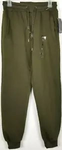 Dunlop Mens Olive Super Soft Drawstring Elastic Waist Jogger Pants Fleece M - Picture 1 of 4
