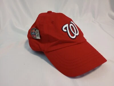 Washington Nationals 47 Brand Hat Red Womens Adjustable Cap w/ World Series Pin - Image 1 of 4