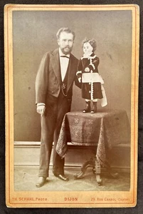Ventriloquism - c.1880's Cabinet Photograph of a Ventriloquist Holding His Dummy - Picture 1 of 4