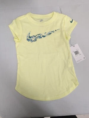 NWT Nike Little Girls Yellow  Graphic Logo T-Shirt sz 6 SW2 - Image 1 of 4