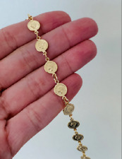 Fabulous Women's Coin Link Charm Bracelets In Solid 10K Yellow Gold