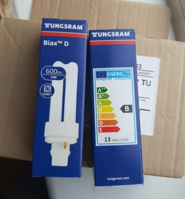 2 x Tungsram Fluorescent Lamp 3000k 600lm 10W 2 pins F10W DBX/T4/830/2P - Image 1 of 4