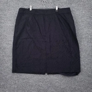 Talbots Skirt Womens 18W Plus Black Mini Straight Pencil Fitted Zip Back Overlay - Picture 1 of 9